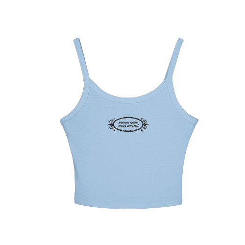 menos triste mas mami baby blue tank